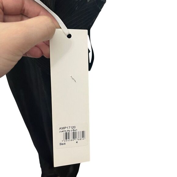 Alice McCall Justify My Love Jumpsuit in Black Belted Ruffle Women’s Size 0 New - Picture 10 of 11